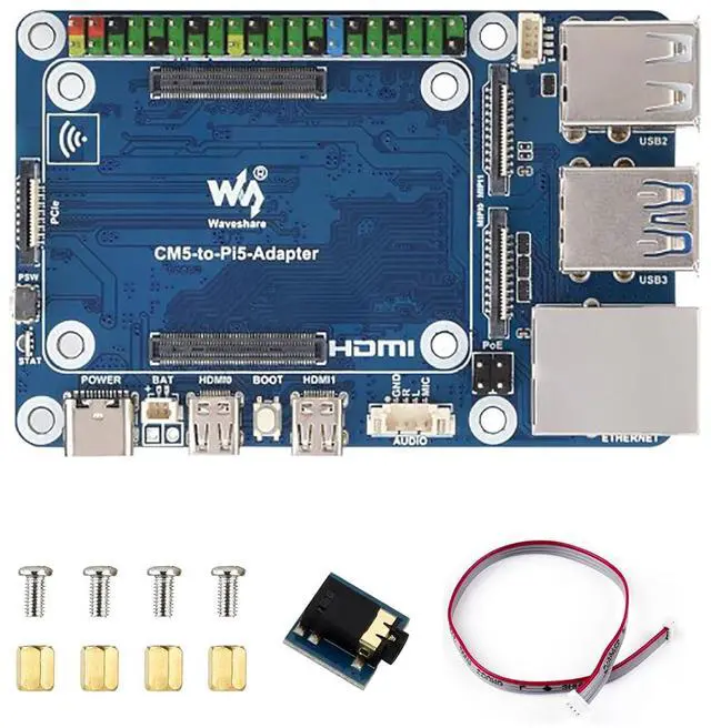 Main image of CM5 to Pi5 Adapter Board, Compatible with for Raspberry Pi 5, CM5 Lite/eMMC Support, Onboard Audio Header & USB Audio Chip, 40PIN GPIO, Alternative Pi 5 Interface Expansion Solution