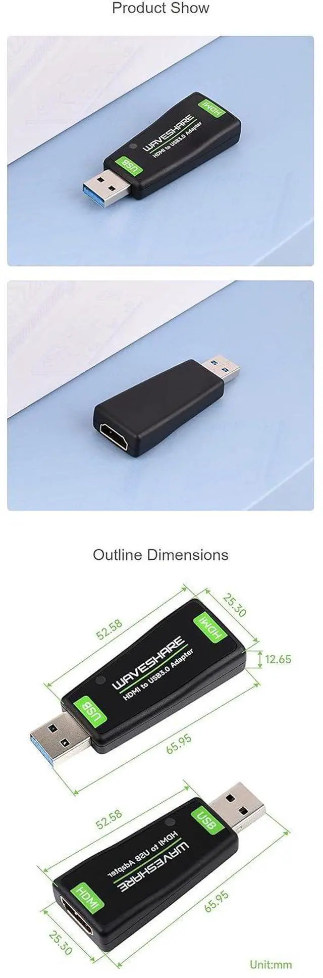 Alt view image 7 of 7 - HDMI to USB Adapter USB Port High Definition HDMI Video Capture Card for Raspberry Pi 4B+ 4B 3B+ 3B 2B+ Zero W WH 2 W for Gaming Streaming Cameras