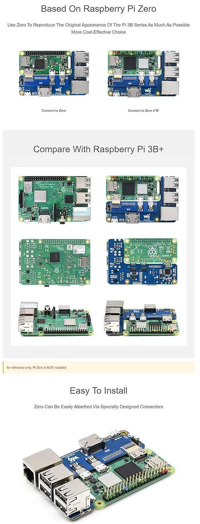 Alt view image 6 of 7 - Raspberry Pi Zero to 3B Adapter, Use Pi Zero to Replace Raspberry Pi 3 Model B/B+