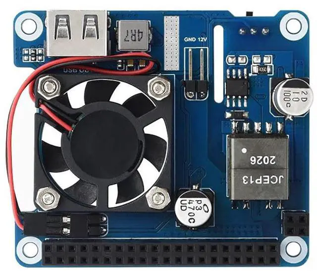 Main image of Power Over Ethernet HAT (Type C) for Raspberry Pi 3B+/4B, 802.3af/at Compliant Power-Sourcing Equipment Required High Power 12V 2A& 5V 4A