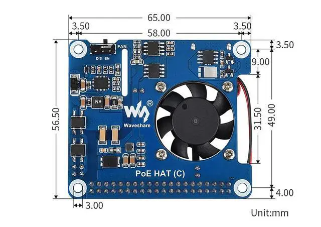 Alt view image 7 of 7 - Power Over Ethernet HAT (Type C) for Raspberry Pi 3B+/4B, 802.3af/at Compliant Power-Sourcing Equipment Required High Power 12V 2A& 5V 4A