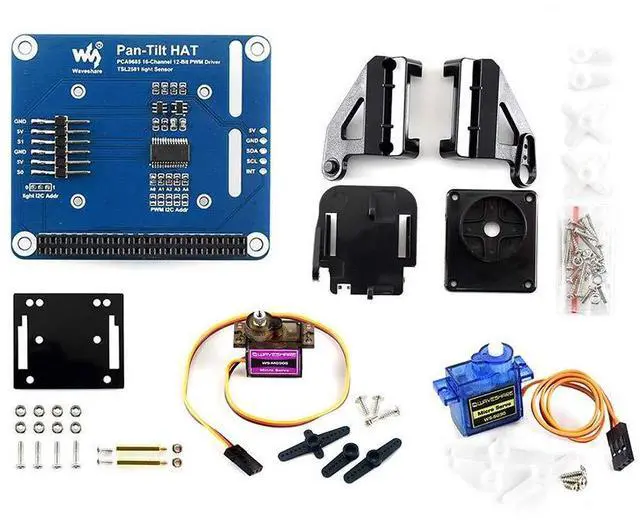 Main image of 2-DOF Pan-Tilt HAT for Any Version of Raspberry Pi/Jetson Nano Onboard PCA9685 PWM Chip and TSL2581 Ambient Light Sensor for Camera Moving and Light Intensity Sensing