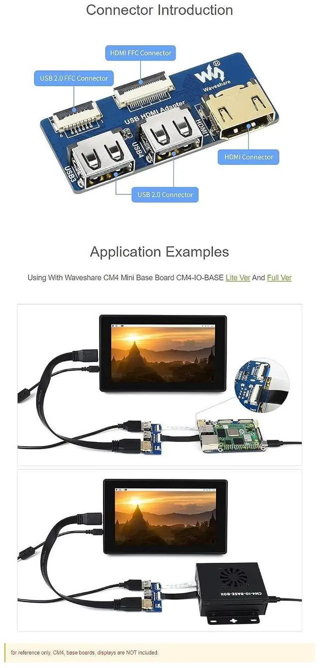 Alt view image 6 of 7 - USB HDMI Adapter for CM4-IO-BASE, Adapting FFC Connector to Standard Connector as DHMI and USB 2.0