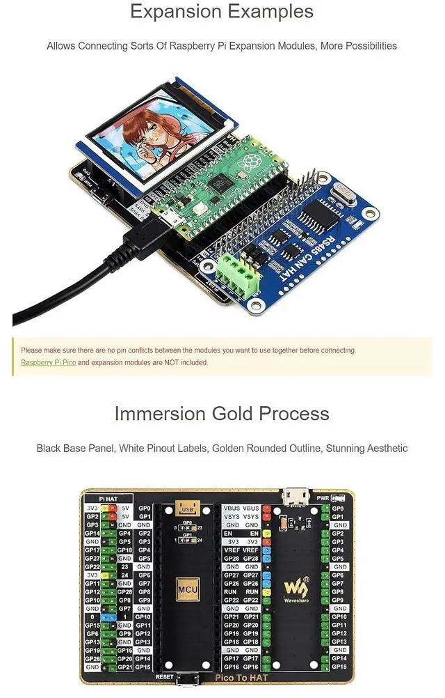 Alt view image 6 of 6 - GPIO Expander for Raspberry Pi Pico Series Board, 1x Pico 2×20PIN Header, 1x Pi Standard 40PIN,Connecting Sorts of Expansion Modules