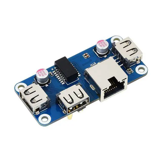 Alt view image 2 of 7 - Ethernet/USB HUB HAT (B) for Raspberry Pi Series Board, with 1x RJ45 Ethernet Port, 3X USB 2.0 Ports, Plug-and-Play
