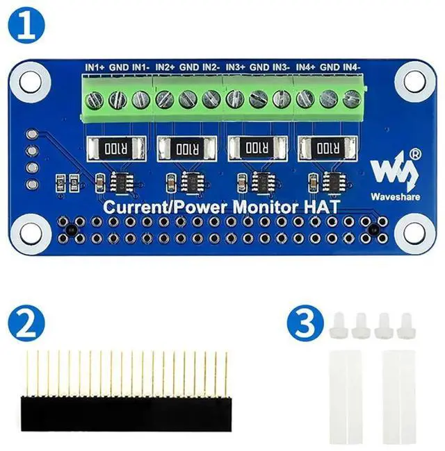 Alt view image 2 of 7 - 4-ch Current/Voltage/Power Monitor HAT for Raspberry Pi, I2C/SMBus Interface, Easy to Monitor Each Channel's Current, Voltage, and Power Consumption