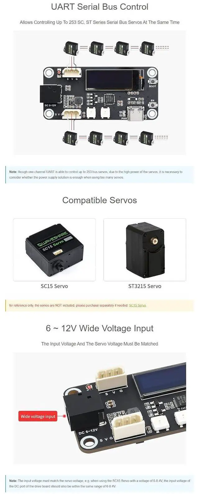 Alt view image 5 of 7 - ESP32 Servo Driver Expansion Board Designed for Serial Bus Servos Allows Controlling up to 253 SC ST Bus Servos Built-in WiFi and Bluetooth