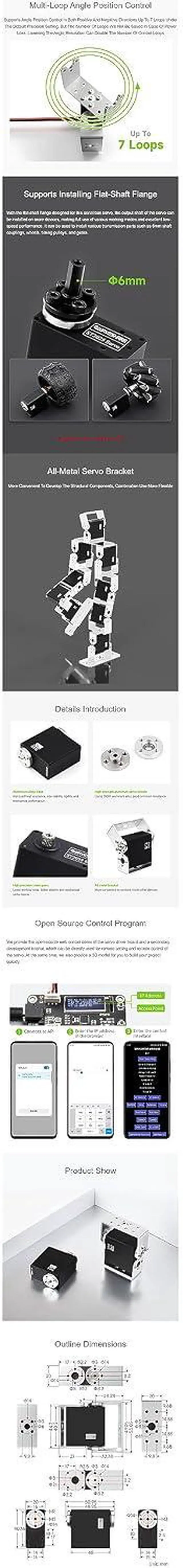 Alt view image 7 of 7 - Metal ST3025 Serial Bus Servo 40kg.cm High Precision Large Torque with Programmable 360 Degrees Magnetic Encoder and Brushless Motor Up to 253 Serial Bus Using