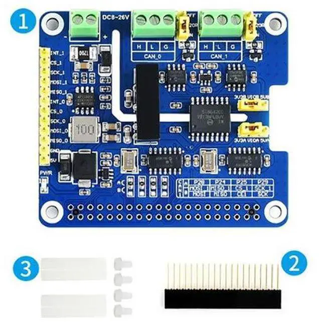 Main image of 2-Channel(2-CH) Isolated CAN FD Expansion HAT for Raspberry Pi with Multi Onboard Protection Circuits Original CAN 2.0 Protocol up to 8Mbps Data Rate