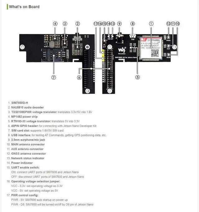 Alt view image 7 of 7 - SIM7600G-H 4G/3G/2G/GNSS Expansion Board for Jetson Nano Supports LTE CAT4 up to 150Mbps Global Applicable for GPS, BeiDou, Glonass, LBS Base Station Positioning