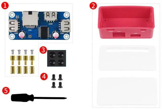 Main image of Ethernet/USB HUB Box Supports Raspberry Pi Zero Series, with ETH/USB HUB HAT (B) Expansion Board Inside, Includes 3X USB 2.0 Ports,1x RJ45 Ethernet Port