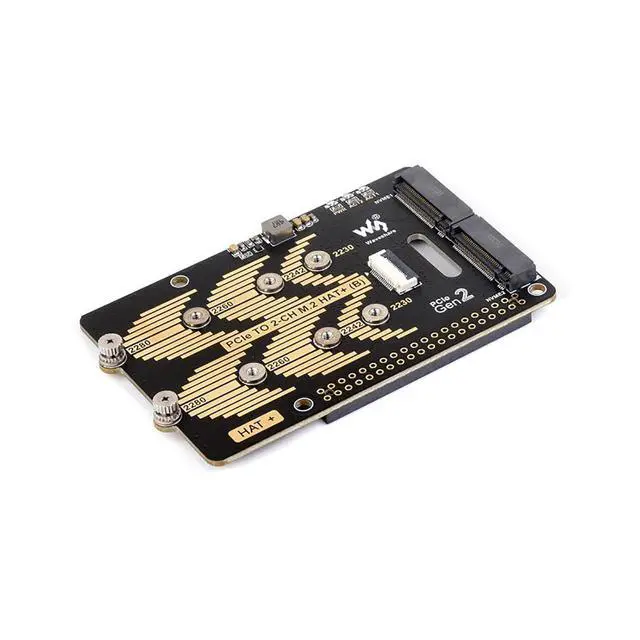 Alt view image 3 of 7 - PCIe to 2-Ch M.2 Adapter Module Type B for Raspberry Pi 5 Fits 2280/2260 / 2242/2230 Size NVMe Protocol M.2 SSD High-Speed Reading/Writing for Raspberry Pi 5 NVMe HAT 5Gbps Data Rate