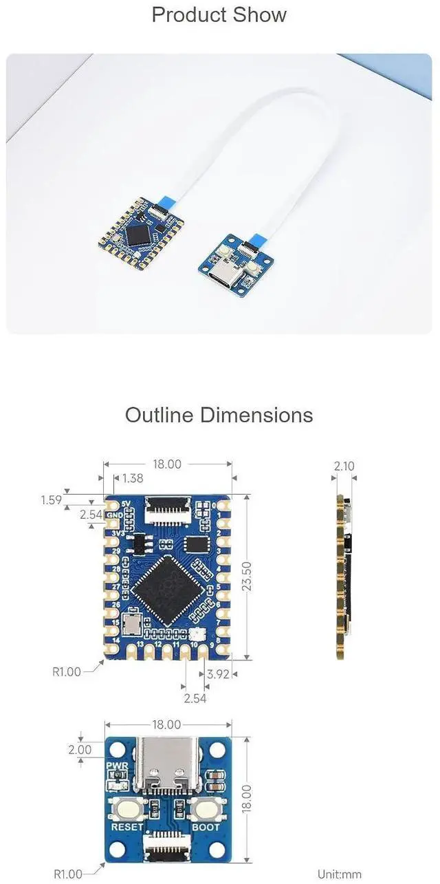 Alt view image 7 of 7 - RP2040-Tiny Development Board Based On RP2040 Dual Core Processor for Raspberry Pi Microcontroller Board USB Type-C Port with Adapter Board