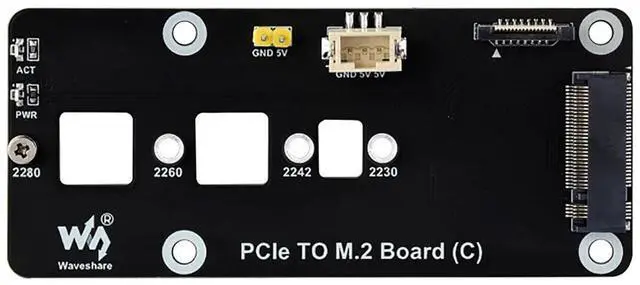 Main image of for Raspberry Pi 5 PCIe to M.2 Adapter Board (C) Compatible NVMe Protocol M.2 Solid State Drive with Transparent Acrylic Mounting Plate