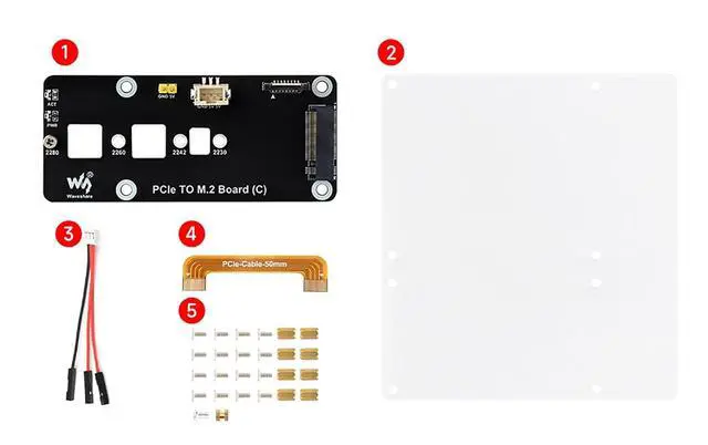 Alt view image 7 of 7 - for Raspberry Pi 5 PCIe to M.2 Adapter Board (C) Compatible NVMe Protocol M.2 Solid State Drive with Transparent Acrylic Mounting Plate