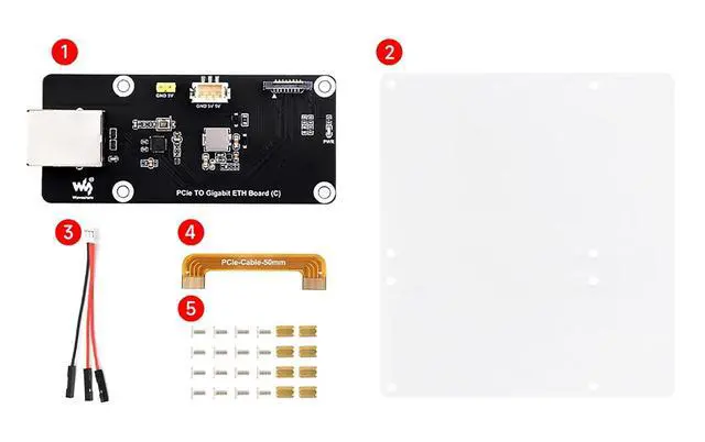 Alt view image 6 of 6 - PCIe to Gigabit ETH Board (C) for Raspberry Pi 5 PCIe to RJ45 Module Fits Raspberry Pi OS Driver Free with Acrylic Mounting Plate