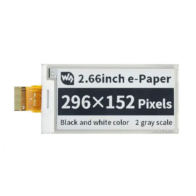 Alt view image 2 of 7 - 2.66inch E-Paper E-Ink Raw Display for Raspberry Pi/Jetson Nano, 296×152 Pixels e-Paper Module, Black/White Dual-Color, SPI Without PCB