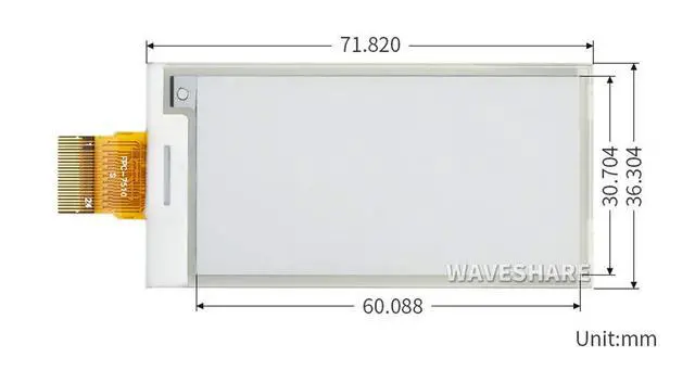 Alt view image 7 of 7 - 2.66inch E-Paper E-Ink Raw Display for Raspberry Pi/Jetson Nano, 296×152 Pixels e-Paper Module, Black/White Dual-Color, SPI Without PCB