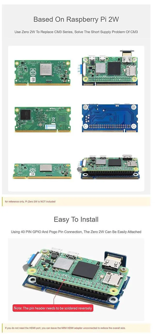 Alt view image 6 of 7 - for Raspberry Pi Zero 2W to CM3 Adapter, Use Zero 2W to Replace CM3 Series, Solve The Short Supply Problem of CM3/ CM3+