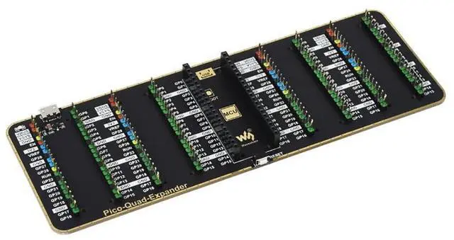 Alt view image 3 of 7 - Quad GPIO Expander for Raspberry Pi Pico Board with Four Sets of Male Headers for Directly Connecting Expansion Modules,USB Power Input Connector