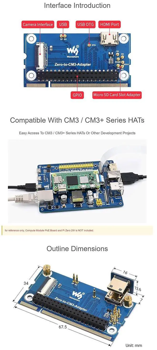 Alt view image 7 of 7 - for Raspberry Pi Zero 2W to CM3 Adapter, Use Zero 2W to Replace CM3 Series, Solve The Short Supply Problem of CM3/ CM3+