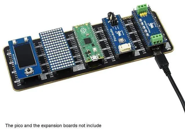 Alt view image 4 of 7 - Quad GPIO Expander for Raspberry Pi Pico Board with Four Sets of Male Headers for Directly Connecting Expansion Modules,USB Power Input Connector