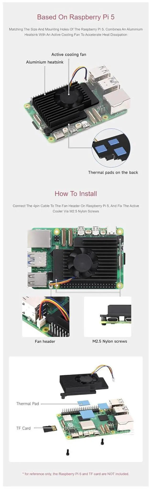 Alt view image 5 of 7 - for Raspberry Pi 5 Active Cooler Active Cooling Fan Matching Size and Mounting Holes for Raspberry Pi 5