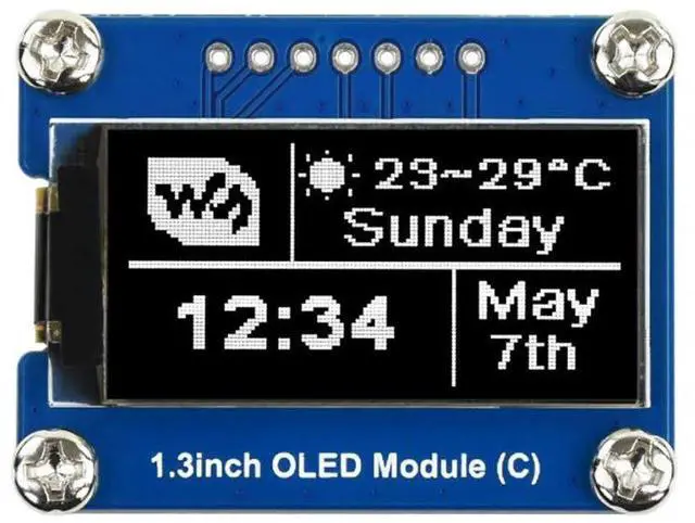 Alt view image 4 of 7 - General 1.3inch OLED Display Module 64x128 Embedded SH1107 Driver Two Display Color Black/White SPI / I2C Interface