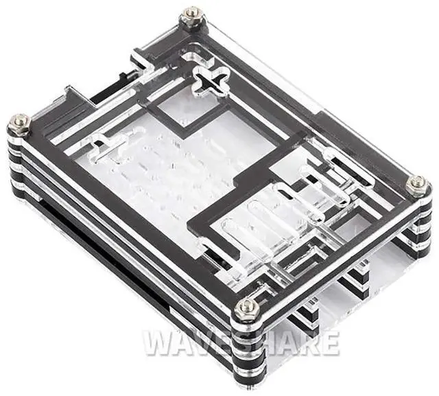 Main image of for Raspberry Pi 5 Transparent and Black Acrylic Case Supports Installing with Official Active Cooler Precise Openings for Sorts of Connectors