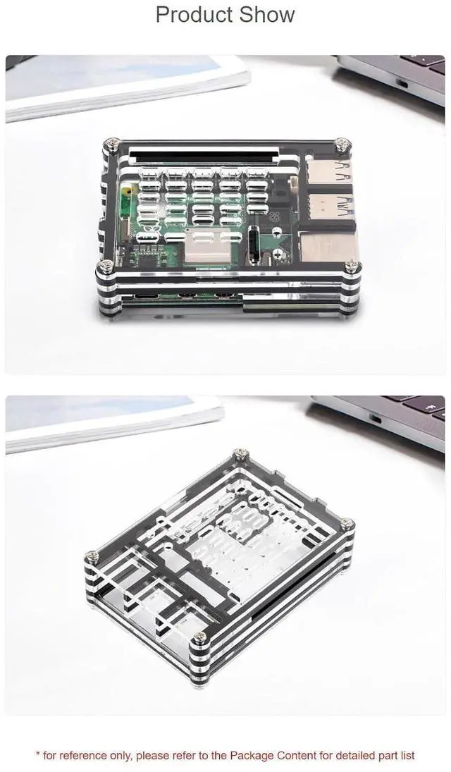 Alt view image 5 of 6 - for Raspberry Pi 5 Transparent and Black Acrylic Case Supports Installing with Official Active Cooler Precise Openings for Sorts of Connectors
