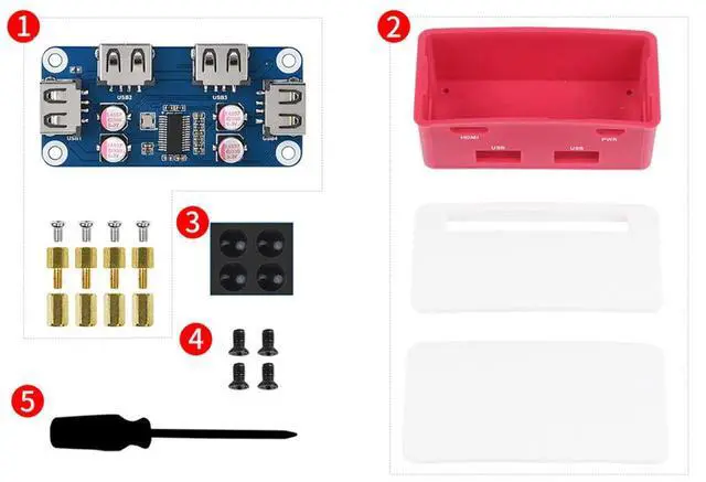 Alt view image 7 of 7 - USB HUB Box Suitable for Raspberry Pi Zero Series, with USB HUB HAT (B) Inside, Includes 4X USB 2.0 Ports