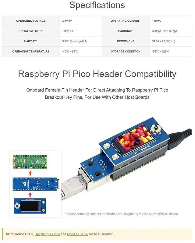 Alt view image 6 of 7 - Ethernet to UART Converter for Raspberry Pi Pico Series,2-CH UART,10/100M Ethernet, Bi-Direction Transparent Data Transmission