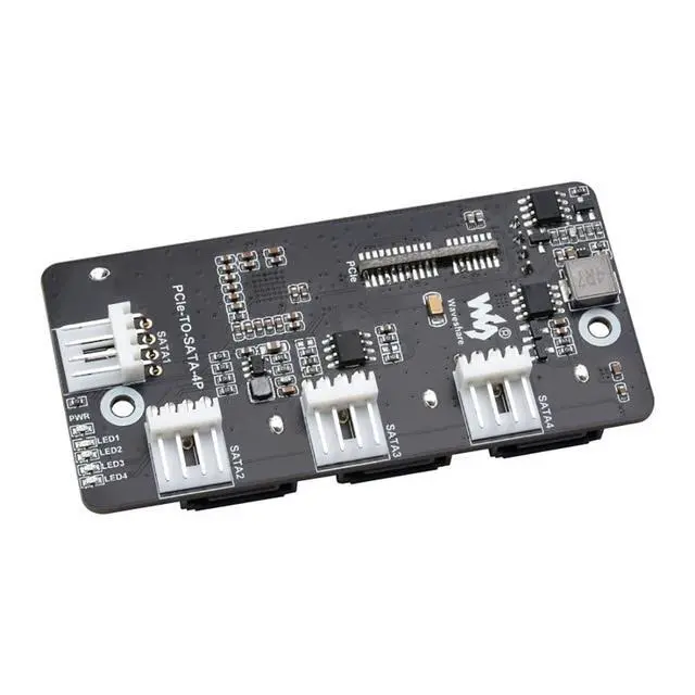 Alt view image 3 of 7 - PCIe to 4-Ch SATA 3.0 Expander Supports Compute Module 4 (CM4), 4 CH SATA 3.0 Interface, 6Gpbs High-Speed