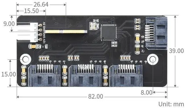 Alt view image 7 of 7 - PCIe to 4-Ch SATA 3.0 Expander Supports Compute Module 4 (CM4), 4 CH SATA 3.0 Interface, 6Gpbs High-Speed