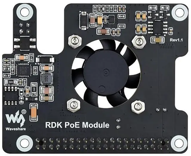 Alt view image 5 of 7 - PoE Expansion Board for RDK X5, 802.3af/at Power Over Ethernet Module with Cooling Fan & Metal Heatsink, 5V/12V Output, Stackable GPIO Header, Compatible with D-Robotics RDK X5