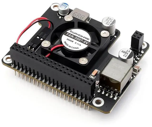 Alt view image 7 of 7 - PoE Expansion Board for RDK X5, 802.3af/at Power Over Ethernet Module with Cooling Fan & Metal Heatsink, 5V/12V Output, Stackable GPIO Header, Compatible with D-Robotics RDK X5