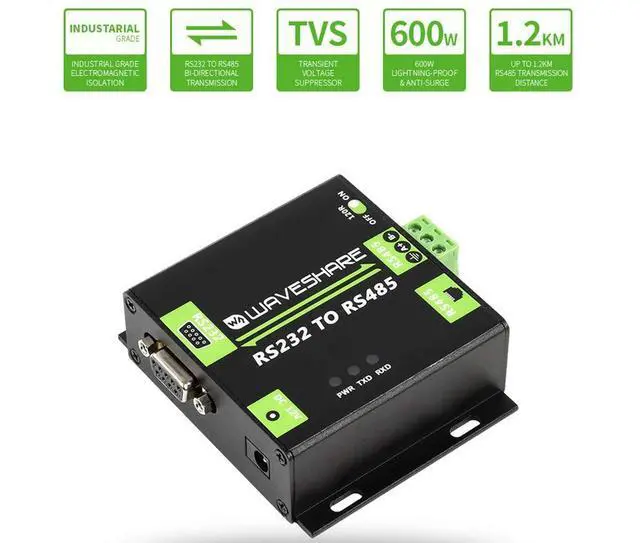 Alt view image 4 of 7 - Industrial Isolated RS232 to RS485 Asynchronous Bi-Directional Converter Embedded TVS,Anti-Surge,ADI Magnetical Isolation Anti-Surge