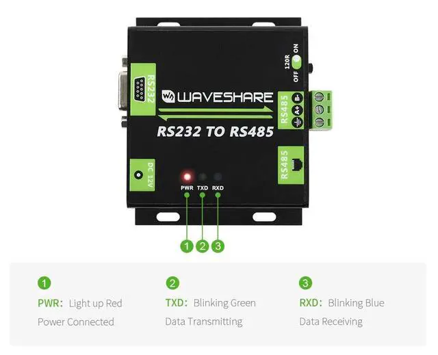 Alt view image 7 of 7 - Industrial Isolated RS232 to RS485 Asynchronous Bi-Directional Converter Embedded TVS,Anti-Surge,ADI Magnetical Isolation Anti-Surge