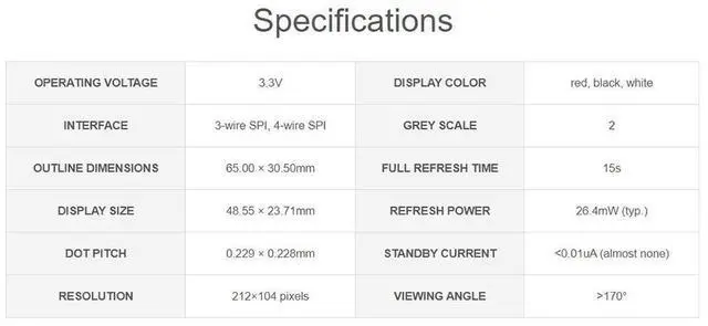 Alt view image 5 of 7 - 2.13inch E-Paper E-Ink Display Module (B) for Raspberry Pi Pico, 212×104 Pixels, Red/Black/White Three Color, Directly Plug and Play