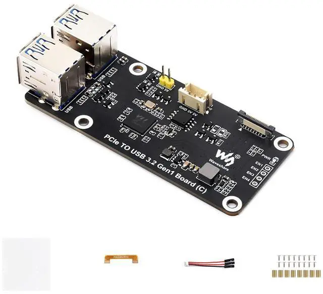 Main image of PCIe to 4-Ch USB3.2 Gen1 Board (C) for Raspberry Pi 5, High-Speed USB 3.2 Gen1 Up to 5Gbps Transmission Speed, Driver No Need, Plug and Play for Raspberry Pi 5 PCIe Adapter