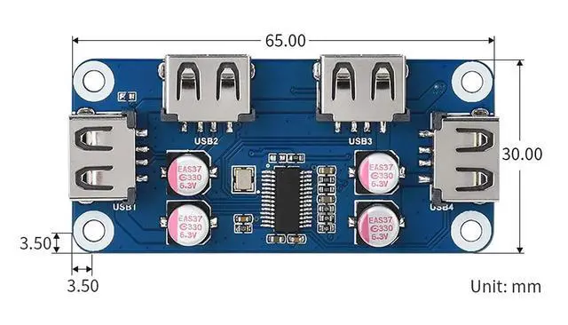 Alt view image 7 of 7 - USB HUB HAT (B) for Raspberry Pi Series with 4X USB 2.0 Ports Compatible with USB 2.0/1.1, Plug-and-Play