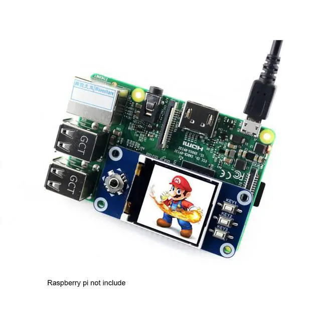 Alt view image 4 of 5 - 1.44 Inch LCD Display HAT for Raspberry Pi 4B+ 4B 3B+ 3B 2B+ Zero W WH 128x128 SPI Interface ST7735S Driver
