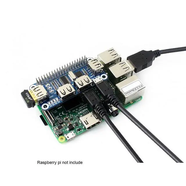 Alt view image 4 of 5 - Raspberry Pi USB HUB HAT 4 Port USB HUB for Raspberry Pi 4B+ 4B 3B+ 3B 2B+ Zero W WH USB to UART Converter Onboard