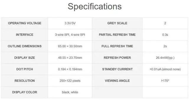 Alt view image 6 of 7 - 2.13inch E-Paper E-Ink Display Module for Raspberry Pi Pico, 250×122 Pixels, Two Colors Black/White, SPI Interface Support Partial Refresh