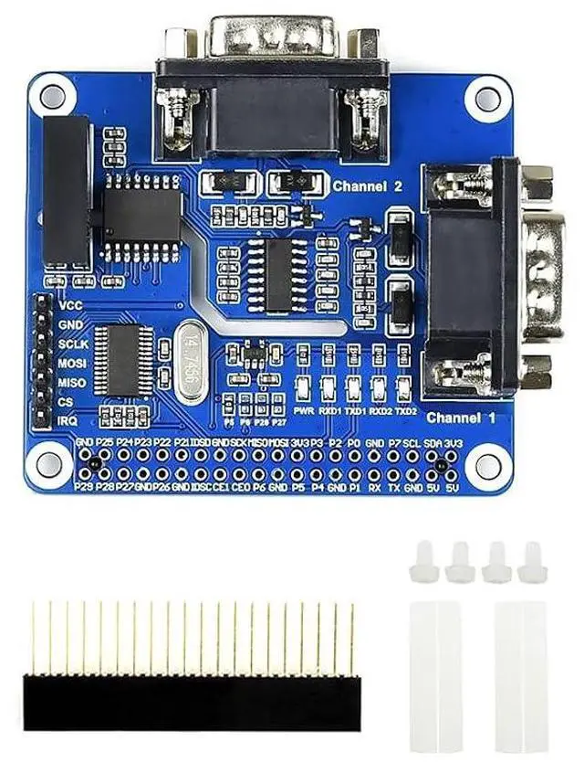 Main image of Waveshare 2-Channel Isolated RS232 Expansion HAT for Raspberry Pi SC16IS752+SP3232 with Protection Circuits Power Supply Isolation ADI Magnetical Isolation and TVS Diode