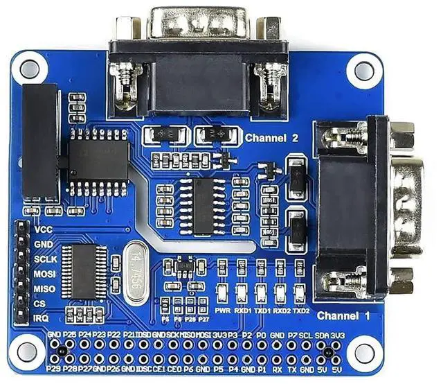 Alt view image 2 of 6 - Waveshare 2-Channel Isolated RS232 Expansion HAT for Raspberry Pi SC16IS752+SP3232 with Protection Circuits Power Supply Isolation ADI Magnetical Isolation and TVS Diode