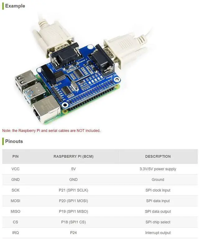 Alt view image 5 of 6 - Waveshare 2-Channel Isolated RS232 Expansion HAT for Raspberry Pi SC16IS752+SP3232 with Protection Circuits Power Supply Isolation ADI Magnetical Isolation and TVS Diode