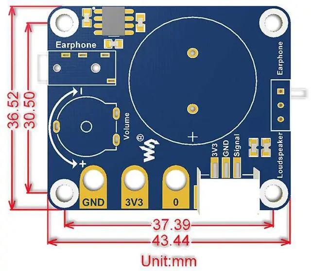 Alt view image 5 of 5 - Speaker Module for Micro:bit Onboard Hi-Fi chip NS8002 Makes it Become a Music Player with Earphone Jack Output Sound Volume Adjustment