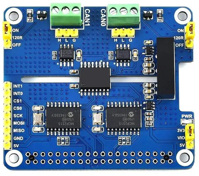 Main image of 2 Channel CAN HAT Isolated CAN Bus Expansion Board for Raspberry Pi/STM32/Arduino with MCP2515 + SN65HVD230 Dual Chips Solution