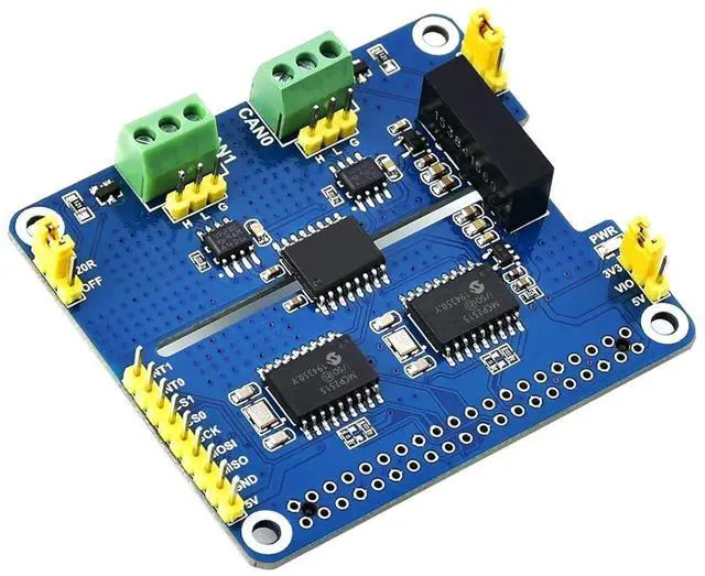 Alt view image 3 of 6 - 2 Channel CAN HAT Isolated CAN Bus Expansion Board for Raspberry Pi/STM32/Arduino with MCP2515 + SN65HVD230 Dual Chips Solution